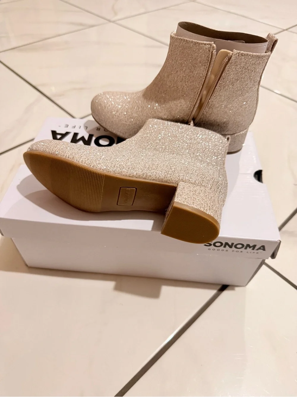 Sonoma Glitter Ankle Boots - Champagne Gold